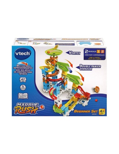 Jeu de billes Vtech Marble Rush Marble Run - Beginner Set Circuit + 4 Ans Piste avec Rampes 47 Pièces