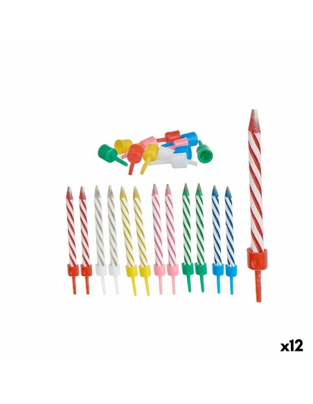 Set di Candele Multicolore Compleanno (12 Unità)