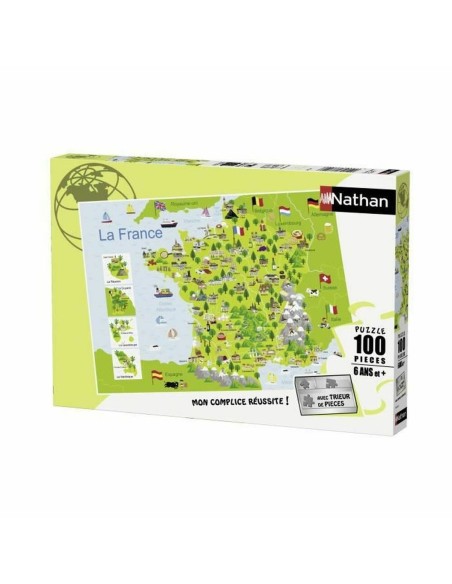 Puzzle Nathan Map of France 100 Pieces (100 Units)