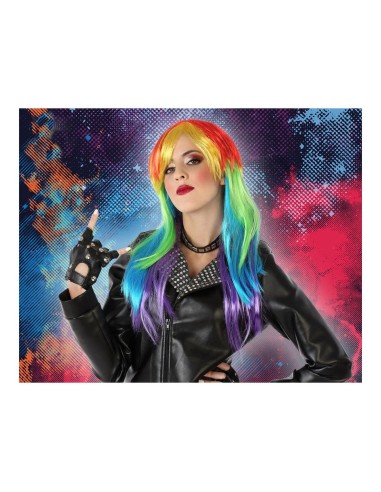 Long Haired Wig Shine Inline Multicolour Punk