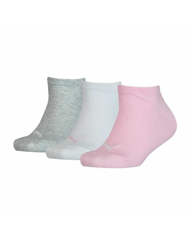 Chaussettes de Sport Puma Kids Invisible Gris Rose Blanc 3 Unités