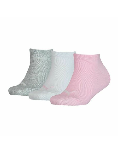 Chaussettes de Sport Puma Kids Invisible Gris Rose Blanc 3 Unités