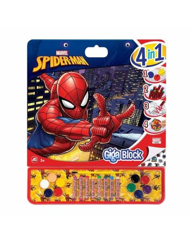 Blocco con Disegni da Colorare Spider-Man Giga Block 4 in 1 35 x 41 cm