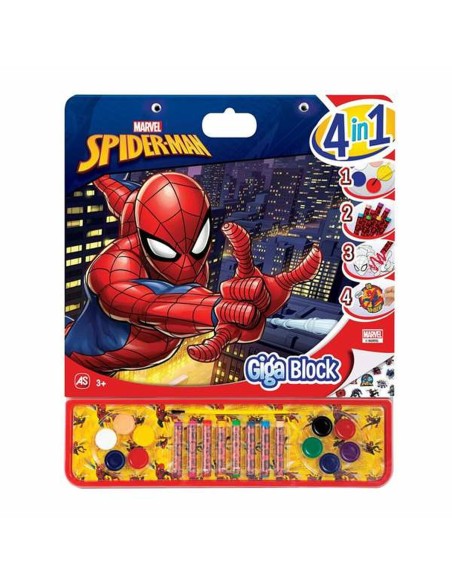 Blocco con Disegni da Colorare Spider-Man Giga Block 4 in 1 35 x 41 cm