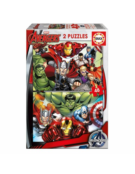 Set mit 2 Puzzeln The Avengers Super Heroes 48 Stücke 28 x 20 cm 