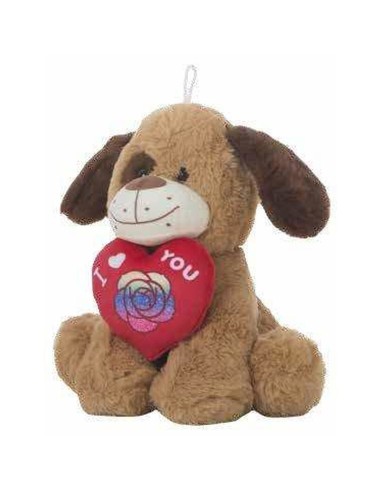 Jouet Peluche Amour Coeur Chien 25cm