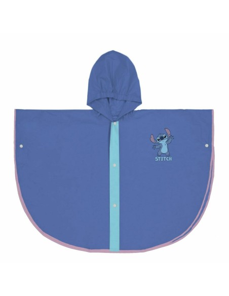 Waterproof Poncho with Hood Stitch Blue