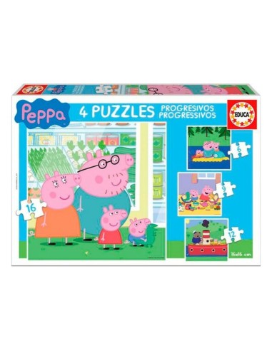 Set mit 4 Puzzeln Peppa Pig Cosy corner 16 x 16 cm 43 Stücke