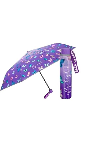 Faltbarer Regenschirm Perletti Lila Ø 91 cm Für Kinder Schmetterlinge