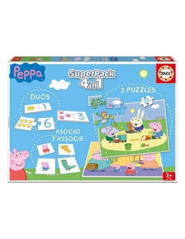 Lernspiel Peppa Pig SuperPack 4 in 1 Educa Bunt (Spanisch)