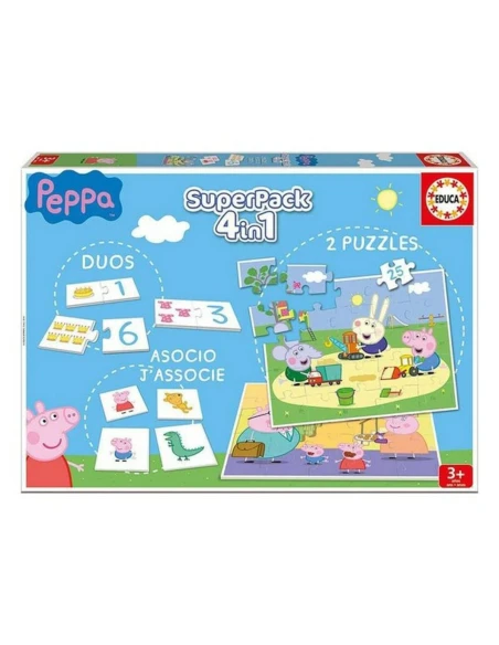 Lernspiel Peppa Pig SuperPack 4 in 1 Educa Bunt (Spanisch)