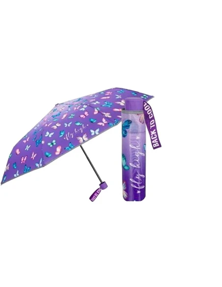 Foldable Umbrella Perletti Purple Ø 91 cm Children's Butterflies