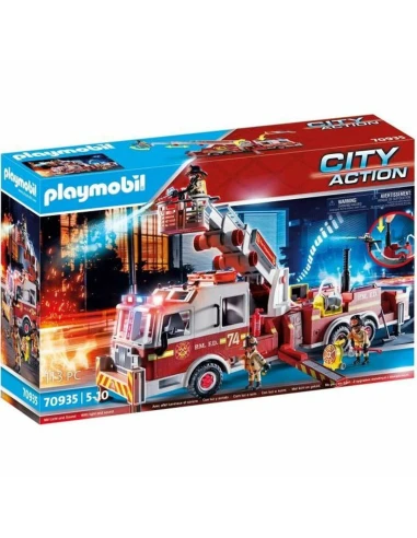 Jeu de Véhicules Playmobil Fire Truck with Ladder 70935 113 Pièces 