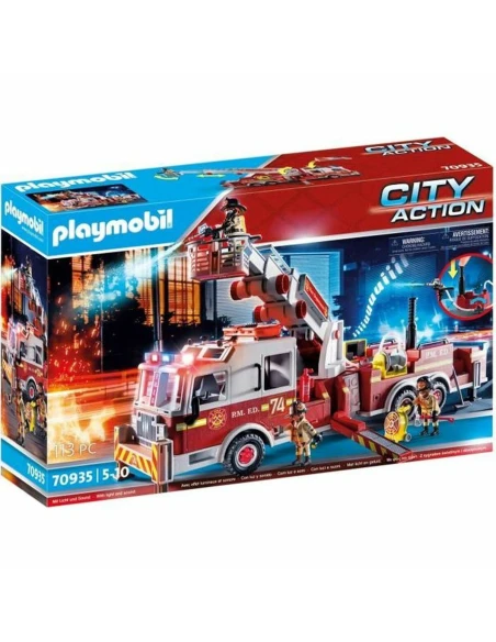 Jeu de Véhicules Playmobil Fire Truck with Ladder 70935 113 Pièces 