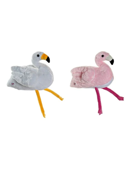 Peluche DKD Home Decor Bianco Rosa Per bambini Fenicottero rosa 34 x 25 x 27 cm (2 Unità)