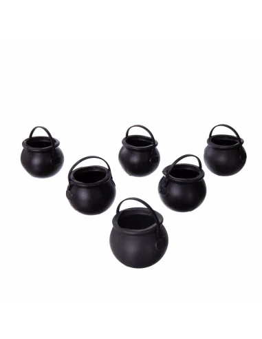 Decorazione per Halloween My Other Me Mini Cauldrons Neri Con manici (6 uds) (5 x 7 x 7 cm)