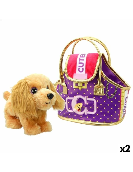 Fluffy toy Funville Cutekins Bag Dog 25 x 20 x 13 cm (2 Units)