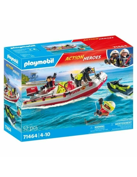 Playset Playmobil Action Heroes - Fireboat and Water Scooter 71464 52 Pezzi