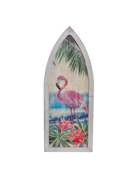 Décoration murale DKD Home Decor Bois Flamant rose Tropical