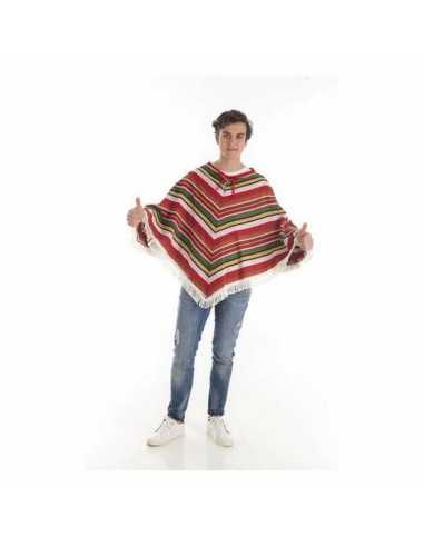 Verkleidung für Erwachsene Rojo/Blanco Poncho Mexikaner L