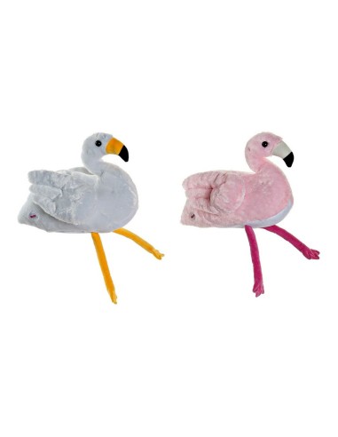 Jouet Peluche DKD Home Decor Blanc Rose Enfant Flamant rose 34 x 25 x 27 cm (2 Unités)