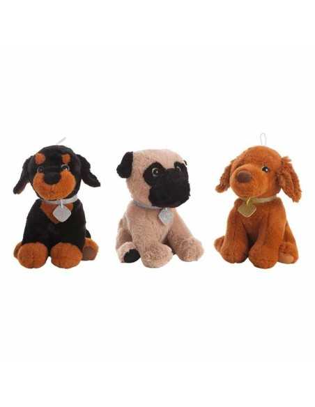 Chien en peluche 32 cm Noir Beige Marron Polyester Acrylique (32 cm)