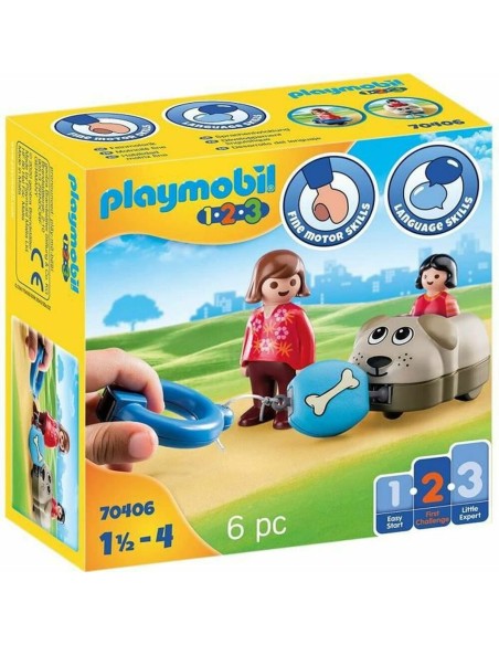 Playset Playmobil 1.2.3 Cane Bambini 70406 (6 pcs)