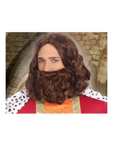 Wig with beard C/C. PELUCA 43624 Brown Wizard King