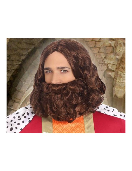 Wig with beard C/C. PELUCA 43624 Brown Wizard King