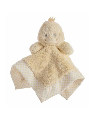 Doudou double couche 30 x 30 cm Pois Jaune