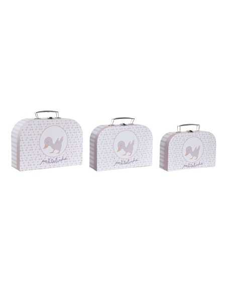 Set dekorativer Karten DKD Home Decor 28 x 9,5 x 20 cm Rosa Metall Bunt Pappe