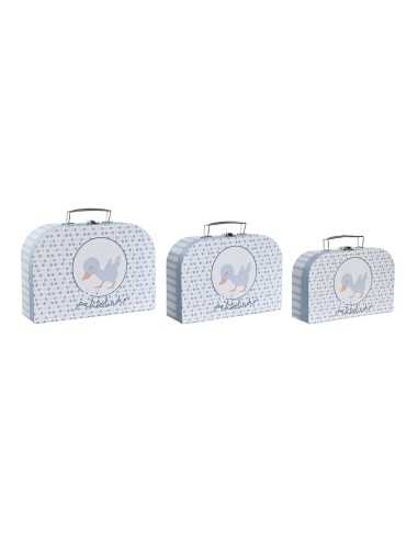 Set de boîtes décoratives DKD Home Decor 28 x 9,5 x 20 cm Bleu Métal Multicouleur Carton