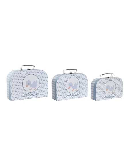 Set de boîtes décoratives DKD Home Decor 28 x 9,5 x 20 cm Bleu Métal Multicouleur Carton