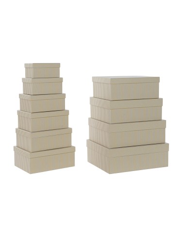 Set of Stackable Organising Boxes DKD Home Decor White Squared Cardboard Mustard (43,5 x 33,5 x 15,5 cm)