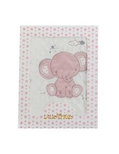 Coperta per Neonato Elefante Rosa Ricamo Double-face 100 x 75 cm