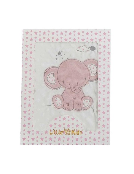 Babydecke Elefant Rosa Stickerei Beidseitig 100 x 75 cm