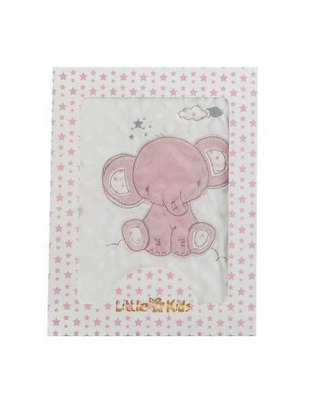 Coperta per Neonato Elefante Rosa Ricamo Double-face 100 x 75 cm