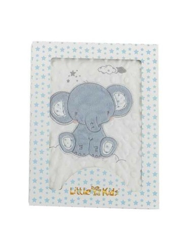 Babydecke Elefant Blau Stickerei Beidseitig 100 x 75 cm