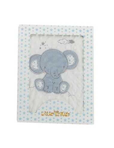 Coperta per Neonato Elefante Azzurro Ricamo Double-face 100 x 75 cm