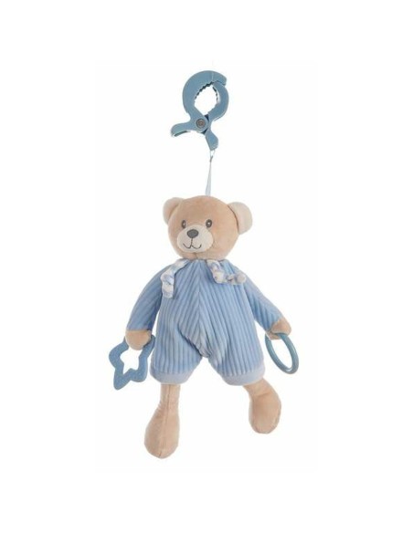 Peluche con Sonagli Activity Azzurro Orso Pinza Velluto 26 cm