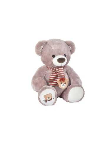 Ours en peluche DKD Home Decor Blanc Écharpe Marron Enfant Ours 50 x 30 x 60 cm