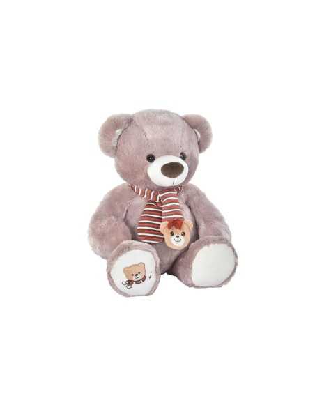 Ours en peluche DKD Home Decor Blanc Écharpe Marron Enfant Ours 50 x 30 x 60 cm