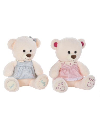 Teddy Bear DKD Home Decor Beige Pink Green Children's 20 x 20 x 50 cm Bear (2 Units)