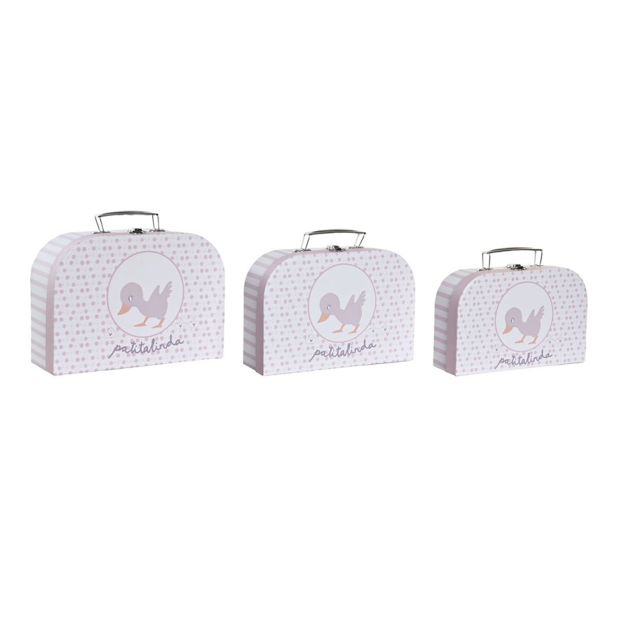 Set of decorative boxes DKD Home Decor 28 x 9,5 x 20 cm Pink Metal Mul