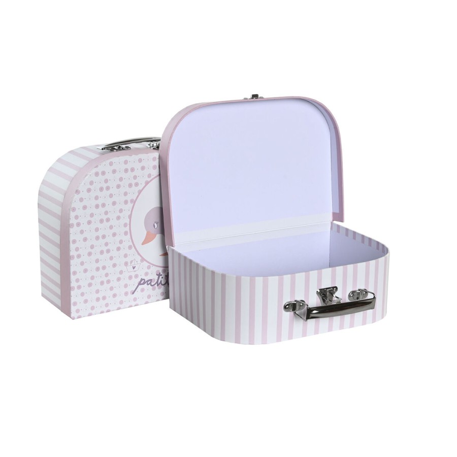 Set of decorative boxes DKD Home Decor 28 x 9,5 x 20 cm Pink Metal Mul