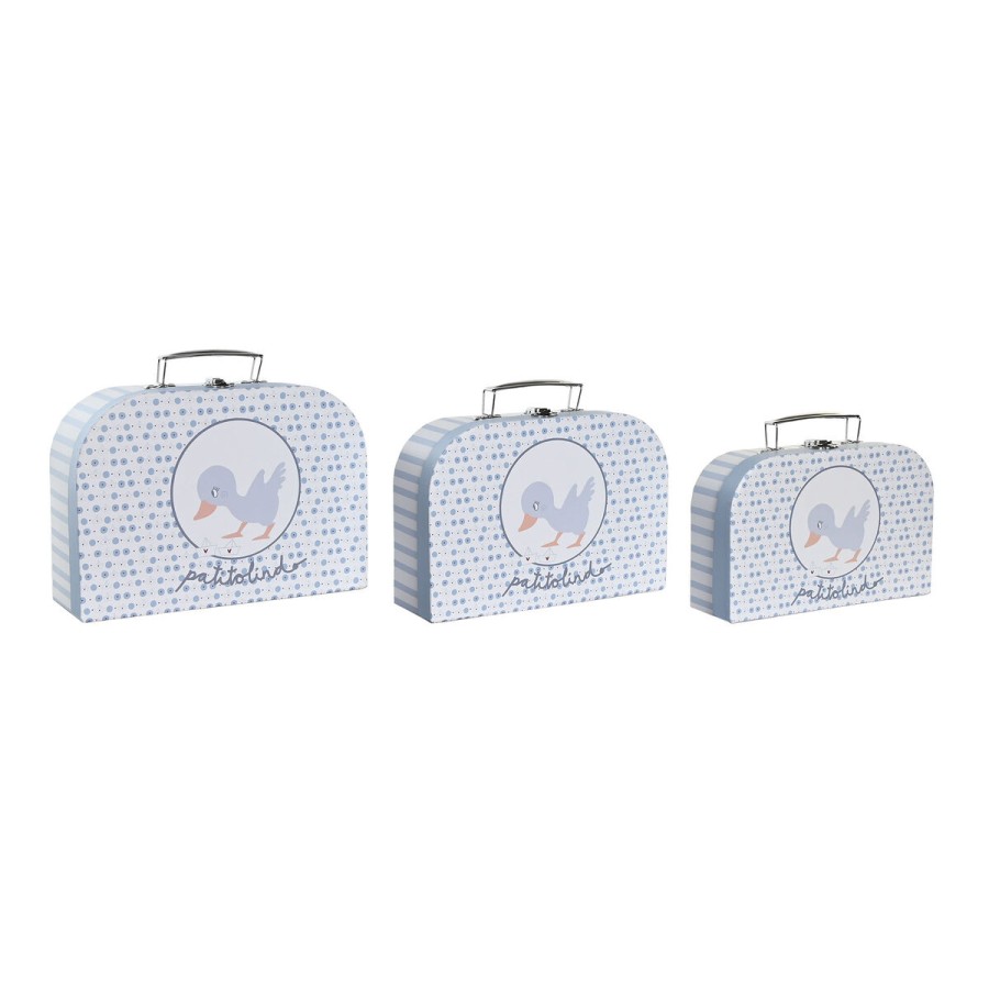 Set of decorative boxes DKD Home Decor 28 x 9,5 x 20 cm Blue Metal Mul