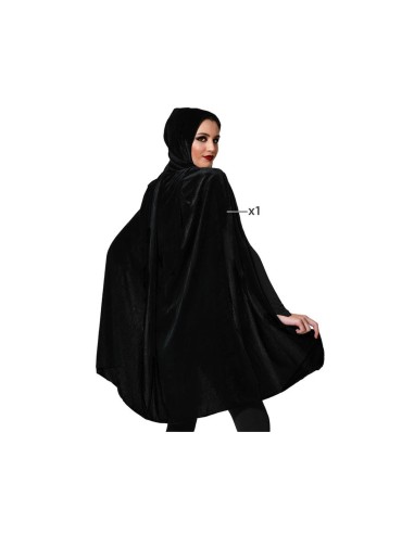 Cape Velours Noir Avec capuche 100 cm