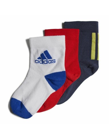 Chaussettes Chevilles Adidas Multi Rouge Bleu 3 paires Blanc