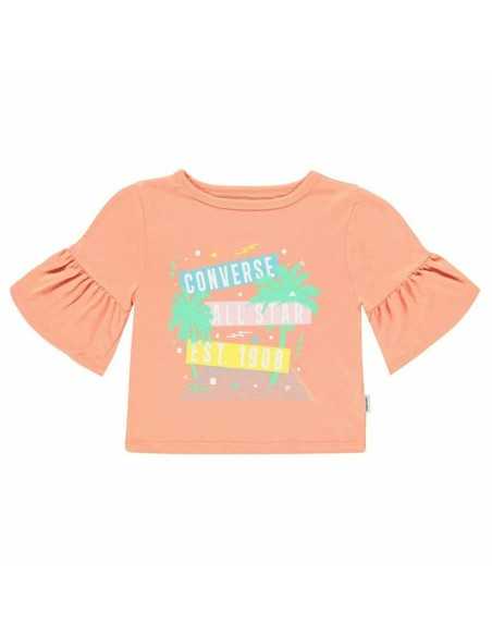 Maglia a Maniche Corte per Bambini Converse Ruffle Salmone