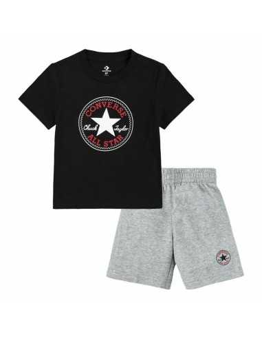 Completo Sportivo per Bambini Converse Core Tee Ft Short Nero Grigio Neonati